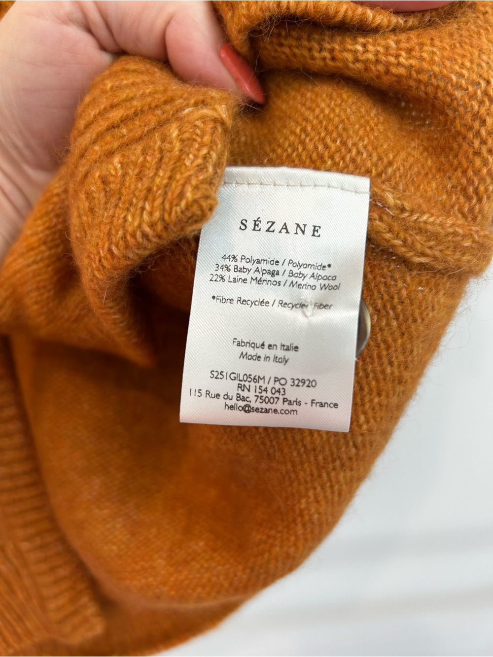 NWT Sezane Maxime sweater vest ochre mustard orange knit vest - Picture 9 of 9